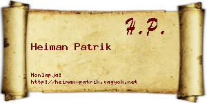 Heiman Patrik névjegykártya